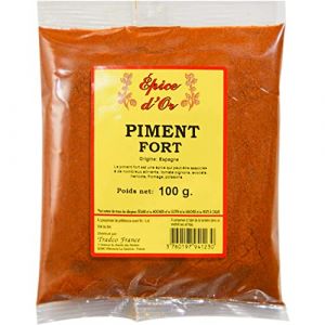 Piment Fort Poudre 100g - Epice d'Or, 100% Naturel, sans colorant, sans additifs, sans arôme artificiel, sans conservateur (Tradcofrance, neuf)