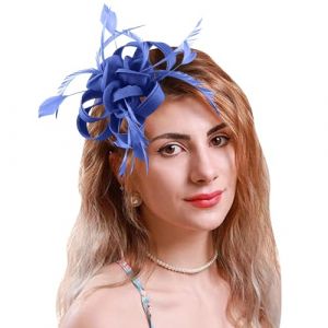 Bibi pour femme - Chapeau haut pour thé, cocktail, mariage, festival, bandeau pour femme (bleu, taille unique) (Jipersuo, neuf)