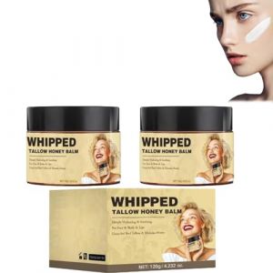 2PC Soin De La Peau Au Suif De Bœuf,Crème Hydratante A Base De Suif De Boeuf,Baume De Suif Pur,Suif De Bœuf Fouetté Et Baume Au Miel,Hydratant Fouetté Pour Le Visage Et Le Corps Hydratante Hydratation (YCHHY-EU, neuf)