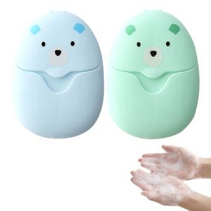 WOLMIK 2 Bo&icirc;tes (100 Pi&egrave;ces) Feuilles de Savon de Voyage - Feuilles de Savon Portables - Bo&icirc;te de Flocons de Savon pour Randonn&eacute;e - Essentiels pour le Sac &agrave; Dos - Savon en Mousse &agrave; Laver Jetable pour (Wolmik Fashion-EU, neuf)