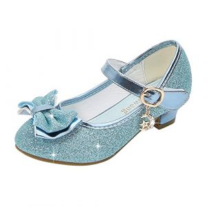 BOTCAM Fille Chaussures &agrave; talon de princesse avec paillettes Sandales &agrave; pompes &agrave; talons hauts Chaussures de princesse &agrave; paillettes Chaussures pour enfants Cosplay Chaussures de f&ecirc;te Mary Jane (sgrfxghrd, neuf)
