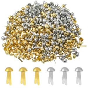 Hevysuo Lot de 400 Pi&egrave;ces Attaches Parisiennes,M&eacute;tal Attache Broches Fendue 8mm,Mini Brads Scrapbooking pour Scrapbooking Clips de Lettres D&eacute;corations Artisanales(Or,Argent) (Heymesuo, neuf)