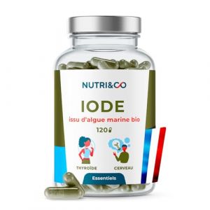 NUTRI & CO Iode Tyroïde Bio - Poudre d'Algue Naturelle Breveté PureSea® - 150µg par gélule - Soutien de la Thyroïde & Fonction Cognitive - 120 gélules Vegan - Fabriqué en France (Nutri&Co, neuf)