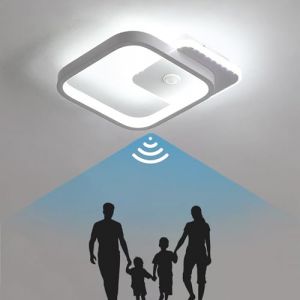 Plafonnier LED Moderne Couloir Plafonnier Lumière avec Détecteur De Mouvement Portée De Détection à 320 ° 14W Luminaires Intérieur pour Couloir Allée Salon Loft Garage Salle De Bain ,Blanc (Raellen, neuf)