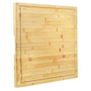 Utoplike Planche &agrave; d&eacute;couper en bambou 50.7 x 50.7 x 2.5 cm Grande planche &agrave; d&eacute;couper en bois pour cuisine, viande, l&eacute;gumes, barbecue, bloc de boucher carr&eacute; avec rainure &agrave; jus et poign&eacute;e (Utoplike, neuf)