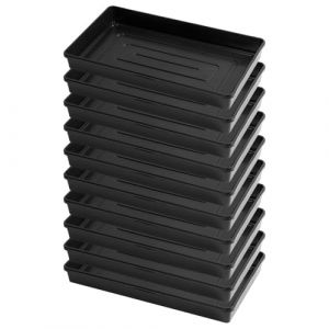 Pullmer Lot de 10 bacs de serre 55,5 x 31,5 x 6,5 cm - En plastique - Bac de transport - Sans trous de fond - Idéal pour les plantes, la culture, le jardin (Julmax, neuf)