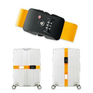 Veki Sangles de Bagages R&eacute;glables, Sangle de Valise Voyage avec TSA Mot De Passe, Ceinture Valise avec &Eacute;tiquette Nominative, Sangle d'identification Personnalis&eacute;e pour Bagages, Sacs, Valise (Jaune) (Agenan, neuf)