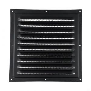 Grille d'a&eacute;ration carr&eacute;e en acier inoxydable avec moustiquaire 25 x 25 cm pour plafond, mur lat&eacute;ral, syst&egrave;me CVC, registre de retour d'air en m&eacute;tal (1 pi&egrave;ce) (luckymore, neuf)