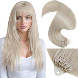 LaaVoo Extension de Cheveux Naturel a Froid Blond Platine 55cm/50g Extension Locks Cheveux Naturel Blond Extension Cheveux Naturel Remy Hair #60 (Laavoo, neuf)