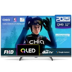CHIQ L32QM9G 32 Pouces (80 cm) FHD Smart T&eacute;l&eacute;viseur, QLED, HDR10, Google TV, Google Assistant, Tuner Triple, Dolby Audio, DBX-TV, Chromecast int&eacute;gr&eacute;, HDMI, USB, sans Cadre en M&eacute;tal, Noir (CHiQ, neuf)