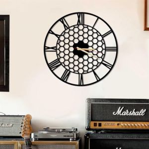 Dekory Nid d'abeille Horloge Murale en métal 50 cm, Silencieux sans tic-tac, horloges murales Vintage et industriel en métal, Pendule murale, pour salon bureau, chambre, cuisine, salle à manger (Dekorywallart, neuf)