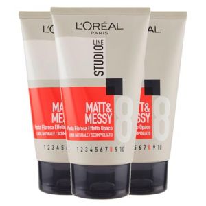 L'Oréal Paris Studio Line Pâte Fibreuse Matt&Messy Effet Mat Look Sauvage Tenue 8 Ultra Forte - 3 Flacons de 150ml (Eurocali, neuf)