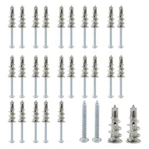 Fokroin 25PCS Vis et Chevilles Métal, Cheville pour Plaques de Plâtre, Chevilles pour Plaques, Cheville Placo, pour la Fixation dans Le béton, Les Briques, Les plaques de plâtre, etc (Rich Like Sea Shop, neuf)