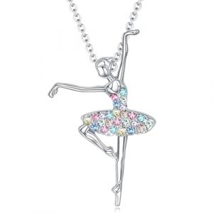 Collier Fille et Danseuse pour Femme, Collier avec pendentif ballerine dansante, Collier avec Pendentif en Argent, Collier Cadeaux de Amoureux des ballerine et Fille Chaîne Bijoux (ALPHASS LOGISTICS LTD, neuf)
