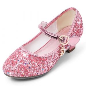 Cheerful Mario 5-10 Ans Chaussures Princesse Filles Paillettes Ballerines Mary Jane à Talon Scintillantes pour Enfant Rose 31 EU (Minga, neuf)