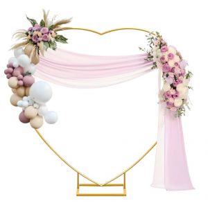 Fiita Heart Wedding Arch 2m Golden Arch Background Stand Metal Heart montgolfière Arch Cadre avec Base pour la décoration de fête d'anniversaire de Mariage (Saiyu, neuf)