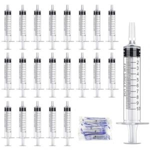 24pcs Seringue 10ml Réutilisable Seringue Plastique Seringue sans Aiguille pour Laboratoire Industriels Scientifique Lavement Souple Remplissa (HENQING, neuf)