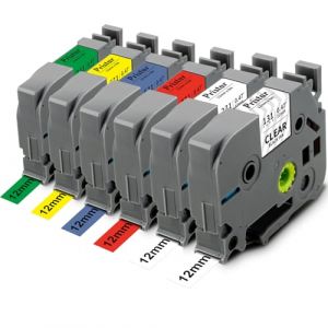 Pristar 6x Tze 12mm Ruban Compatible pour Brother TZe-131 TZe-231 TZe-431 TZe-531 TZe-631 TZe-731 Tz pour Brother P-touch H107B P710bt H100LB E110 H100R D210 H200 H110 D400 1250 H101C D200 D600VP (Pristar-EU, neuf)