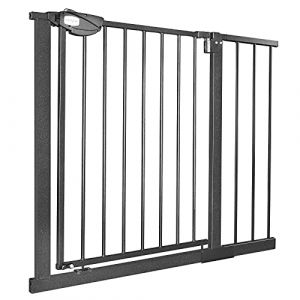 VA-Cerulean Barrière de sécurité d'escalier sans perçage - Grille de protection de porte pivotante des deux côtés - Fermeture automatique - Extensible - Largeur : 105 à 115 cm - Noir (ENSSAIDI, neuf)
