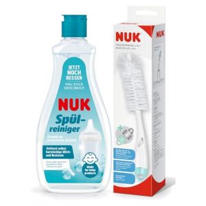 NUK Kit de nettoyage pour un nettoyage en profondeur des biberons, tétines et plus encore | Nettoyant vaisselle 500 ml & goupillon 2 en 1 | Élimine les résidus de lait et de bouillie tenaces | Sans (Pennguin-DE, neuf)
