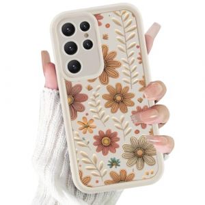 Foonary Coque pour Samsung Galaxy S24 Ultra 5G, &Eacute;tui Aesthetic Fleurs Automne Motif Dessin Fille Femme Housse, Souple Silicone TPU Cover Antichoc Protection Case pour Samsung S24 Ultra 5G 6,8", Blanc (BAROR TRADING, neuf)