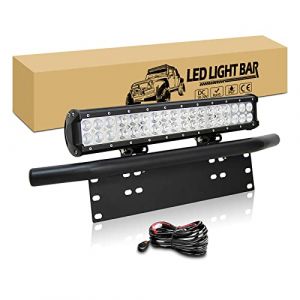 RIGIDON 45cm 108W Barre Led, 58cm Support de Fixation de Plaque D'immatriculation et 12V câblage kit, Barre Lumineuse LED pour Offroad Véhicules Voiture 4x4 Camion, 6000K feu antibrouillard (JIANDAO, neuf)