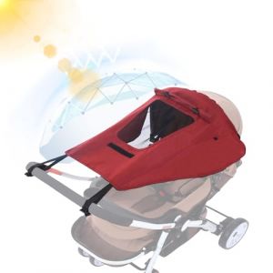 Furforstk pare soleil poussette universelle avec protection UV 50+ parasol poussette imperméable capote poussette universelle avec hublot et ailes d'abat-jour, protege soleil poussette (rouge) (Furfor, neuf)