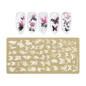 Conceptions Fleurs Papillon Des Ongles Tampon Tampon Mamplate En Acier Inoxydable Accessoire Pour Le Salon Professionnel Manucure Art (Aii Mii Lii, neuf)