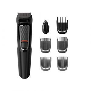 Philips MULTIGROOM Series 3000 MG3721/14 Tondeuse &agrave; cheveux rechargeable Noir (Noir, rectangulaire, Barbe, Oreille, Souril, Nez, Acier inoxydable, 60 min, Int&eacute;gr&eacute;) (DEZLIGHT, neuf)