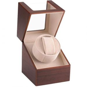 LINGFANSTORE Watch Winders Remontoir &agrave; Montres Ecrins pour Montres Automatique Bo&icirc;te de Remontoir Automatique Tourne Montre en Bois Silencieux pour 1 Montre (LINGFANSTORE EU, neuf)