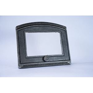 SEZAM Porte de four en fonte avec vitre en verre résistant à la chaleur, porte de four à pizza - four à pain - porte de four en pierre, 37 x 6 x 31,5 cm - demi-cercle, sans peinture (euro-sezam, neuf)