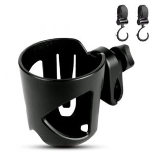 MC MICUS Porte Gobelet Universel Poussette avec Crochets &ndash; Organisateur Accessoires De Poussettes, Porte Biberon Poussette, Support T&eacute;l&eacute;phone Poussette, Fixation S&eacute;curis&eacute;e 360&deg; (Noir Universel) (ARANTHI SHOP, neuf)