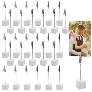 MIPIACE 30 Pièces Porte Photo Pince Porte Photo Mémo Clip avec Pince Crocodile Mémo et Porte-Clips Message Pince Mémo Base en Pin Mémo Pour la Décoration de Bureau Maison Mariage(11.2 × 2.6 × 2.6 cm) (XUR-EU, neuf)