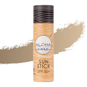 Aloha Sun Stick SPF 50+ | Protection solaire min&eacute;rale pour le visage pour le surf | Eco Paper Stick 20 g (beige fonc&eacute;) (Aloha Care, neuf)