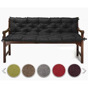 sunnypillow Coussin pour Banc de Jardin 100 x 50 x 50 cm - Matelas Exterieur, Interieur - Coussins Assise & Dossier Souples - Confortable Coussins pour terrasse, Balcon, Banquette - Noir (Globix24, neuf)