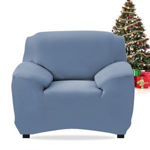 FIGOOO Housse de Canapé Extensible 1 Place Revêtement de Canapé avec Accoudoirs Universel Lavable Antidérapante Élastique Couverture de Canapé à Accoudoirs Protector Decoration pour Canapé,Gris Bleu (FIGOOO, neuf)