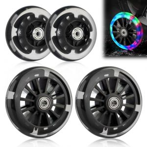 Roues de Trottinette Lumineuses, 2 Paires Roues de Rechange pour LED, 80mm, 120mm Roue Trottinette mit Roulements ABEC 7, LED Clignotant Scooter Roue (Noir) (REACHING STAR UK, neuf)