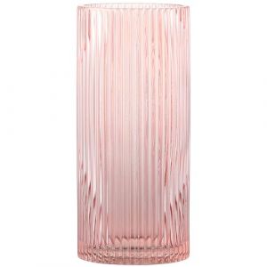 KAYLETIN Vase en verre c&ocirc;tel&eacute; rose pour fleurs, vases en verre c&ocirc;tel&eacute;, vase &agrave; fleurs rose, grand vase cylindrique pour salon, table &agrave; manger, mariage, biblioth&egrave;que, bureau, 25 cm (KAYLETIN, neuf)