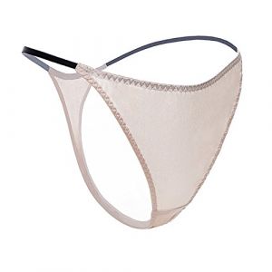 SilRiver Culotte String Femme en Satin de Soie &ndash; Coupe Seconde Peau pour Un Confort Longue Dur&eacute;e et Lingerie Douce (Blanc Lune, L) (SilRiver EU, neuf)