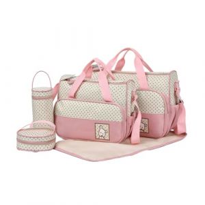 vreplrse Ensembles de Sacs à Couches imperméables pour Chariot de maternité – Sac à Couches en Polyester élégant, Multifonctionnel, à la Mode, léger, Rose (roccolii, neuf)