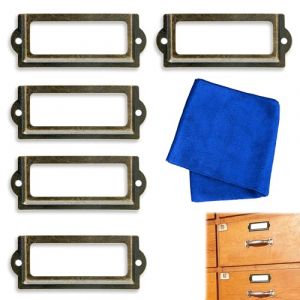 CZNBZIU Lot De 5Porte-Étiquettes En Métal Pour Meubles, Tiroirs, Armoires, Étiquettes Avec Vis Pour Bureau, Bibliothèque, Bibliothèque, Étagères Bronze (GuangZhouQianLingXueShangMaoYouXianGongSi, neuf)