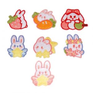 BQRKOTM 7 Pièces Patch Écusson Brodé Thermocollant en Forme de Lapin - Brodée à Coller Directement ou Coller au fer, pour Vêtements, Sacs à Dos, Jeans des Enfants (ZHANG JING DE DIAN, neuf)