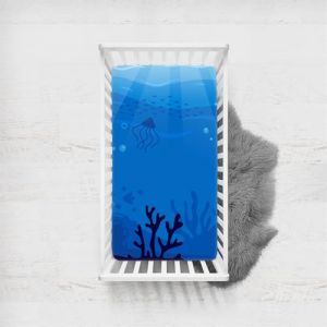 Morbuy Draps Housses pour Lit Bébé, Océan Bleu Imprimé Drap Housse Lit Bebe, Doux pour la Peau Fibre Ultrafine Drap, pour Berceau, Couffin et Nacelle Housse Matelas (Coraux,65x95cm) (Morbuy, neuf)