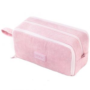 VICDUEKG Trousse Scolaire, Trousse &agrave; Crayons en Velours C&ocirc;Tel&eacute;, Trousse Scolaire avec 3 Compartiments, Grande Trousse De Papeterie pour Les &eacute;coles et Les Bureaux, Rose (TCOPViktor, neuf)