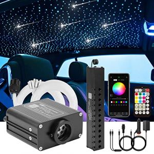 CHINLY Ciel &eacute;toil&eacute; pour voiture Fibre Optique Lumi&egrave;re pour Voiture, 16W Twinkle 500pcs de (0.75mm+1.0mm+1.5mm)*3m Bluetooth APP/Remote LED Fiber Optic Star Plafonniers Kit avec Shooting Star Light Kit (CHINLYUK, neuf)