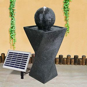 Fontaine de Jardin, Fontaine Solaire, Bain d'oiseaux, Cascade, décoration de Jardin avec Pompe, Jeu d'eau pour Jardin, terrasse, Balcon (Fontaine Solaire Granit-Black-2 avec lumière LED) (Amur S.à r.l., neuf)