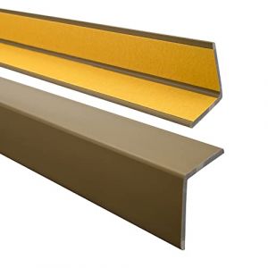 Quest Corni&egrave;re PVC 40x40mm &ndash; Profil&eacute; d&rsquo;Angle de Protection autoadh&eacute;sif, Souple, Baguette pour rebords et Coins &ndash; Laiton, 70cm (QuestProfile, neuf)