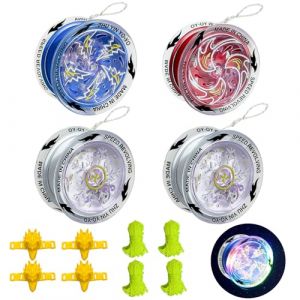 Golgner Lot de 4 Yoyo Lumineux &agrave; LED, Yoyo r&eacute;actif, Yoyo &agrave; roulement &agrave; Billes r&eacute;actif, Yoyo Phosphorescent, avec Cordes et doigtier, pour d&eacute;butants, Enfants et Adultes (MLYUCG, neuf)
