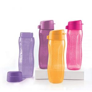Tupperware Aquaslim Lot de 4 bouteilles d'eau en plastique avec couvercle rabattable Multicolore 500 ml (SILVER THRONE PVT LTD, neuf)