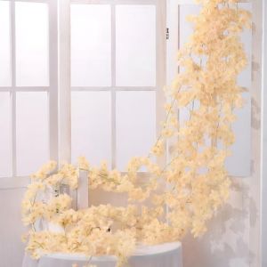 4 PCS 180 cm Guirlandes de Fleurs de Cerisier Artificielles, Artificielles de Soie Guirlande de Fleur Artificielle Suspendu, pour D&eacute;Coration Arche de Mariage Maison Jardin Balan&ccedil;Oire F&ecirc;Te (Champagne) (Hanyina, neuf)